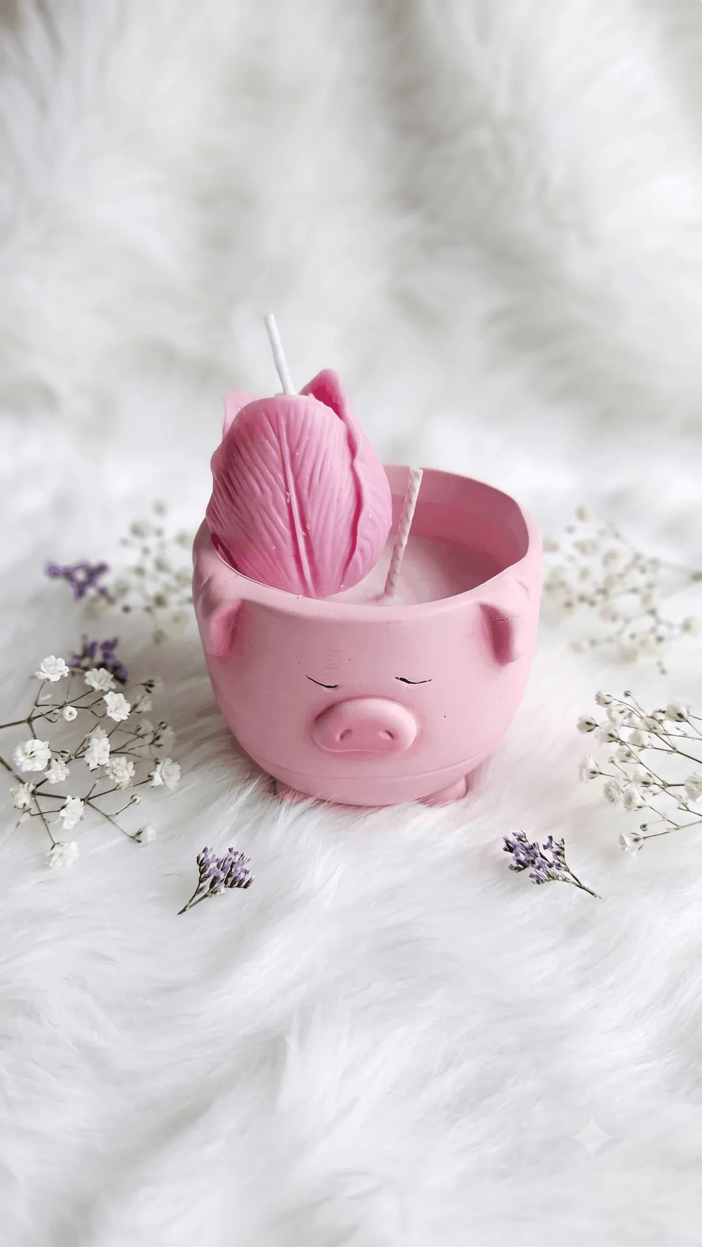 Pink tulip candle in a playful blush vessel