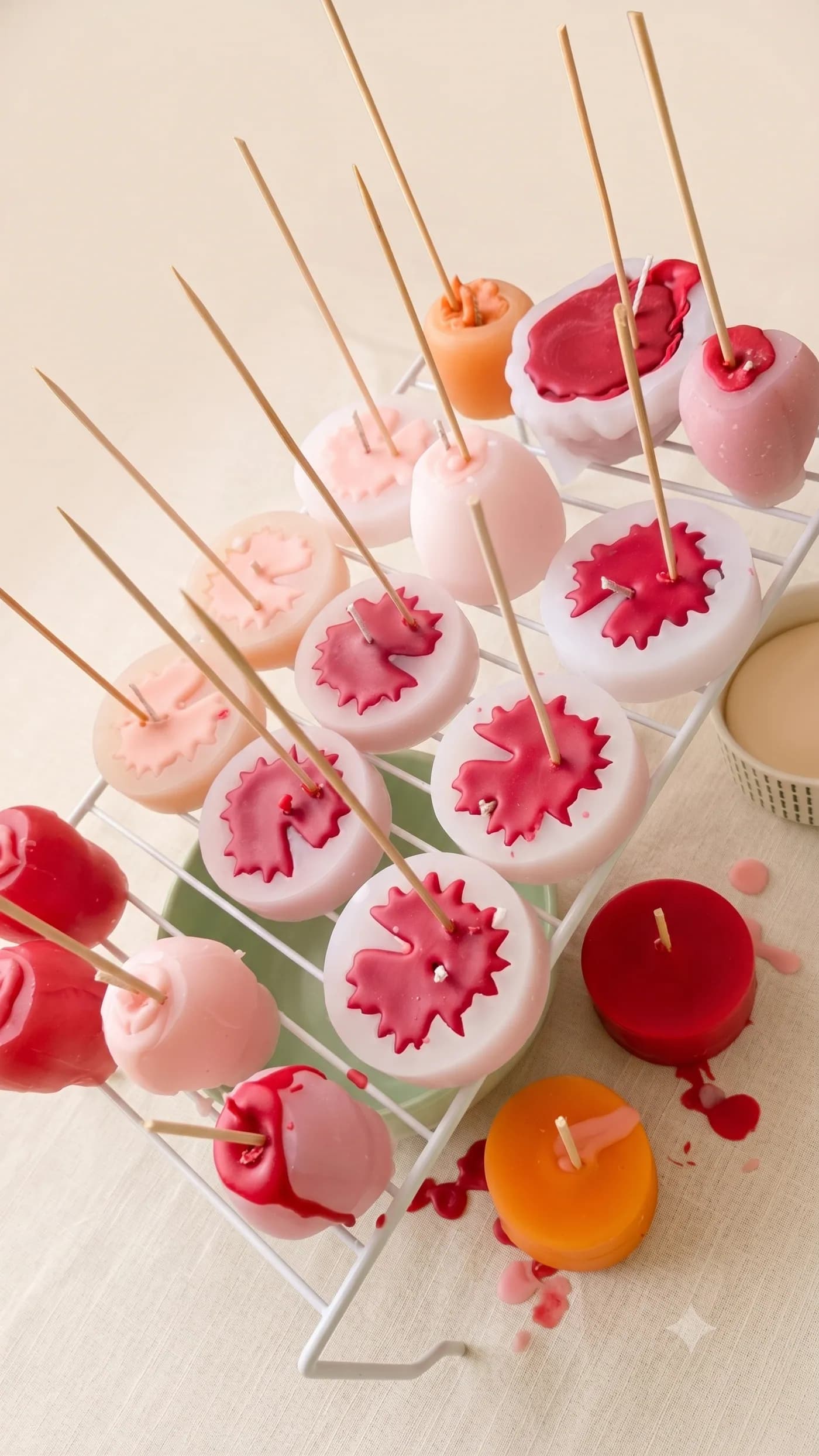 Assorted flower wax melts arranged for a celebration